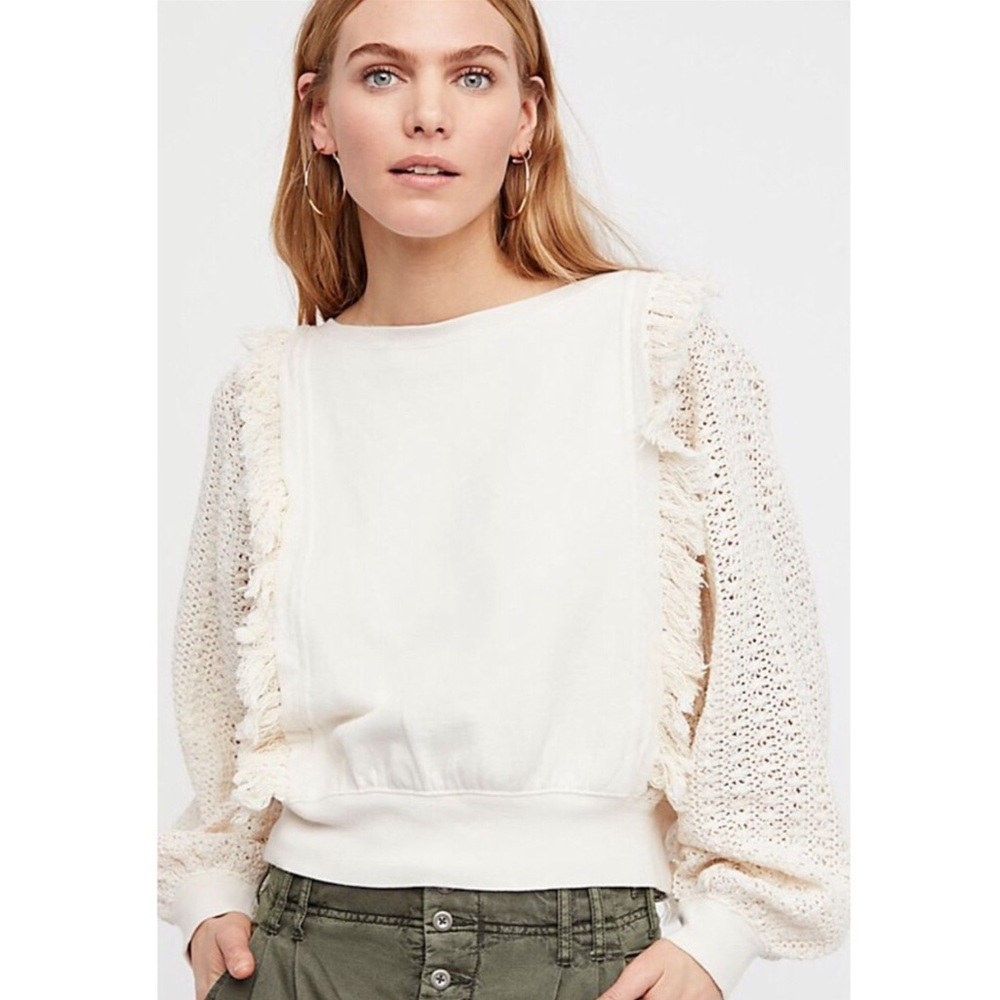 Free People Faff & Fringe Pullover Sweatshirt